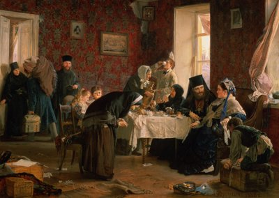 In the Monastery Guesthouse by Aleksei Ivanovich Korzukhin